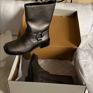 Kenneth Cole Reaction Metallic Pewter  Mid-Calf Ankle Boots